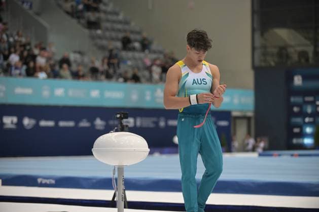 FIG APPARATUS WORLD CUP 2026 (CRO),Finals Day 1 (MAG, WAG), Hall Gradski vrt , Osijek, Croatia, 11.04.2026 HAGENS Tru (AUS) during FIG APPARATUS WORLD CUP 2026 (CRO),Final Day 1, Pommel Horse (MAG), Hall Gradski vrt , Osijek, Croatia, 11.04.2026 *** FIG APPARATUS WORLD CUP 2026 CRO ,Finals Day 1 MAG, WAG , Hall Gradski vrt , Osijek, Croatia, 11 04 2026 HAGENS Tru AUS during FIG APPARATUS WORLD CUP 2026 CRO ,Final Day 1, Pommel Horse MAG , Hall Gradski vrt , Osijek, Croatia, 11 04 2026 Copyright: xBEAUTIFULxSPORTS Stanusicx