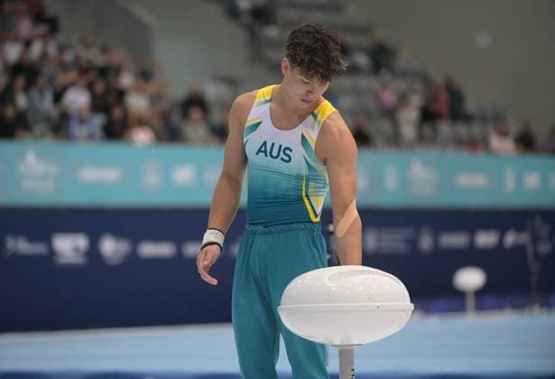 FIG APPARATUS WORLD CUP 2026 (CRO),Finals Day 1 (MAG, WAG), Hall Gradski vrt , Osijek, Croatia, 11.04.2026 HAGENS Tru (AUS) during FIG APPARATUS WORLD CUP 2026 (CRO),Final Day 1, Pommel Horse (MAG), Hall Gradski vrt , Osijek, Croatia, 11.04.2026 *** FIG APPARATUS WORLD CUP 2026 CRO ,Finals Day 1 MAG, WAG , Hall Gradski vrt , Osijek, Croatia, 11 04 2026 HAGENS Tru AUS during FIG APPARATUS WORLD CUP 2026 CRO ,Final Day 1, Pommel Horse MAG , Hall Gradski vrt , Osijek, Croatia, 11 04 2026 Copyright: xBEAUTIFULxSPORTS Stanusicx