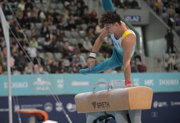 FIG APPARATUS WORLD CUP 2026 (CRO),Finals Day 1 (MAG, WAG), Hall Gradski vrt , Osijek, Croatia, 11.04.2026 HAGENS Tru (AUS) during FIG APPARATUS WORLD CUP 2026 (CRO),Final Day 1, Pommel Horse (MAG), Hall Gradski vrt , Osijek, Croatia, 11.04.2026 *** FIG APPARATUS WORLD CUP 2026 CRO ,Finals Day 1 MAG, WAG , Hall Gradski vrt , Osijek, Croatia, 11 04 2026 HAGENS Tru AUS during FIG APPARATUS WORLD CUP 2026 CRO ,Final Day 1, Pommel Horse MAG , Hall Gradski vrt , Osijek, Croatia, 11 04 2026 Copyright: xBEAUTIFULxSPORTS Stanusicx