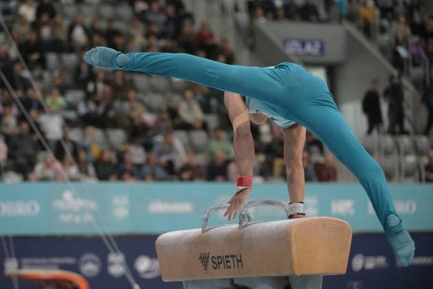FIG APPARATUS WORLD CUP 2026 (CRO),Finals Day 1 (MAG, WAG), Hall Gradski vrt , Osijek, Croatia, 11.04.2026 HAGENS Tru (AUS) during FIG APPARATUS WORLD CUP 2026 (CRO),Final Day 1, Pommel Horse (MAG), Hall Gradski vrt , Osijek, Croatia, 11.04.2026 *** FIG APPARATUS WORLD CUP 2026 CRO ,Finals Day 1 MAG, WAG , Hall Gradski vrt , Osijek, Croatia, 11 04 2026 HAGENS Tru AUS during FIG APPARATUS WORLD CUP 2026 CRO ,Final Day 1, Pommel Horse MAG , Hall Gradski vrt , Osijek, Croatia, 11 04 2026 Copyright: xBEAUTIFULxSPORTS Stanusicx