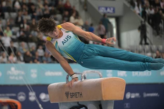 FIG APPARATUS WORLD CUP 2026 (CRO),Finals Day 1 (MAG, WAG), Hall Gradski vrt , Osijek, Croatia, 11.04.2026 HAGENS Tru (AUS) during FIG APPARATUS WORLD CUP 2026 (CRO),Final Day 1, Pommel Horse (MAG), Hall Gradski vrt , Osijek, Croatia, 11.04.2026 *** FIG APPARATUS WORLD CUP 2026 CRO ,Finals Day 1 MAG, WAG , Hall Gradski vrt , Osijek, Croatia, 11 04 2026 HAGENS Tru AUS during FIG APPARATUS WORLD CUP 2026 CRO ,Final Day 1, Pommel Horse MAG , Hall Gradski vrt , Osijek, Croatia, 11 04 2026 Copyright: xBEAUTIFULxSPORTS Stanusicx
