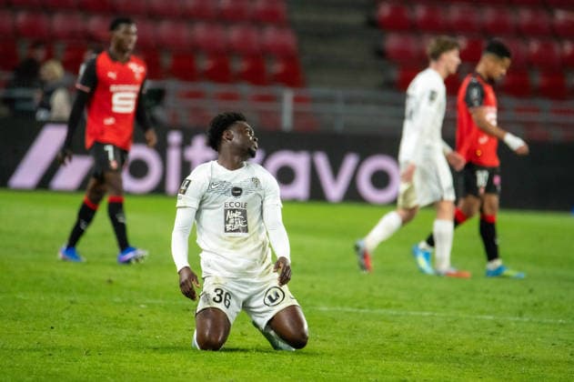 FOOTBALL : Stade Rennais vs Angers SCO - Ligue 1 - JournÃ e 29 - 11 04 2026 Lanroy Machine (Angers SCO) RennesFrance  Copyright: xEmilienxJousselinx