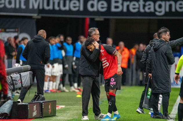 FOOTBALL : Stade Rennais vs Angers SCO - Ligue 1 - JournÃ e 29 - 11 04 2026 Ludovic Blas (Stade Rennais FC), Franck Haise (Stade Rennais FC) RennesFrance  Copyright: xEmilienxJousselinx