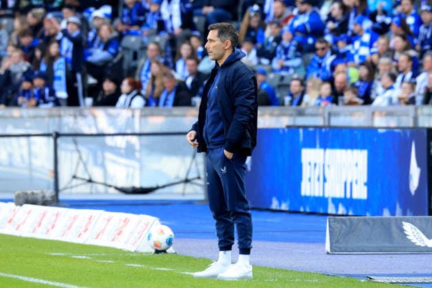 DEU, DFL, 2. FBL, Hertha BSC vs. 1.FC Kaiserslautern, 11.04.2026, Berliner Olympiastadion, Berlin, DEU, DFL, 2. FBL, Hertha BSC vs. 1.FC Kaiserslautern, im Bild Cheftrainer Stefan Leitl (Hertha BSC Berlin) DFL - regulations prohibit any use of Photographs as image sequences and or quasi-video