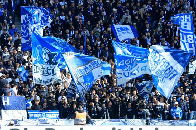DEU, DFL, 2. FBL, Hertha BSC vs. 1.FC Kaiserslautern, 11.04.2026, Berliner Olympiastadion, Berlin, DEU, DFL, 2. FBL, Hertha BSC vs. 1.FC Kaiserslautern, im Bild Hertha-BSC Fans DFL - regulations prohibit any use of Photographs as image sequences and or quasi-video