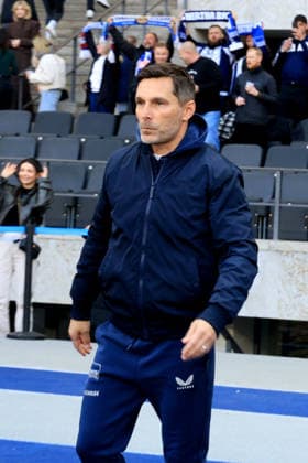 DEU, DFL, 2. FBL, Hertha BSC vs. 1.FC Kaiserslautern, 11.04.2026, Berliner Olympiastadion, Berlin, DEU, DFL, 2. FBL, Hertha BSC vs. 1.FC Kaiserslautern, im Bild Cheftrainer Stefan Leitl (Hertha BSC Berlin) DFL - regulations prohibit any use of Photographs as image sequences and or quasi-video