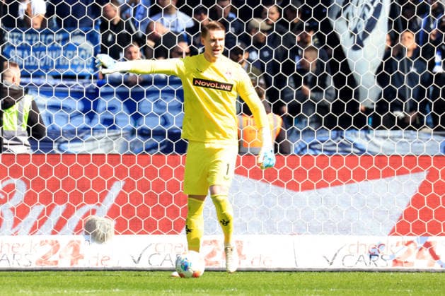 DEU, DFL, 2. FBL, Hertha BSC vs. 1.FC Kaiserslautern, 11.04.2026, Berliner Olympiastadion, Berlin, DEU, DFL, 2. FBL, Hertha BSC vs. 1.FC Kaiserslautern, im Bild Julian Krahl (1.FC Kaiserslautern 1) DFL - regulations prohibit any use of Photographs as image sequences and or quasi-video