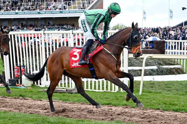 11.04.2026, Aintree, Liverpool, GBR - Hewick with Paddy Hanlon. Aintree racecourse. (Pferd, Jockey, Hewick, Hanlon, Aufgalopp) 260411C928AINTREE.JPG *** 11 04 2026, Aintree, Liverpool, GBR Hewick with Paddy Hanlon Aintree racecourse horse, jockey, Hewick, Hanlon, gallop 260411C928AINTREE JPG