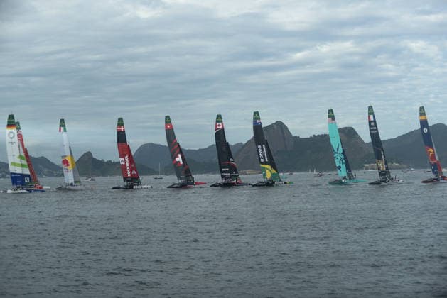 2026 ENEL Rio Sail Grand Prix RIO DE JANEIRO, BRAZIL - APRIL 11: Sweden, Australia, the United States, Spain, and Brazil, along with Germany, Italy, Denmark, and Australia, Canada, compete in the 2026 ENEL Rio Sail Grand Prix in Rio de Janeiro, Brazil on April 11, 2026. The Rio leg is the fourth of 13 stops on the 2026 SailGP, which is considered the Formula 1 of sailing and is holding its first event in South America. The series had two stops in Australia (Perth and Sydney) and one in New Zealand (Auckland) before arriving in Brazil. Fabio Teixeira Anadolu Rio de Janeiro Brazil. Editorial use only. Please get in touch for any other usage.  Copyright: x2026xAnadoluxFabioxTeixeirax