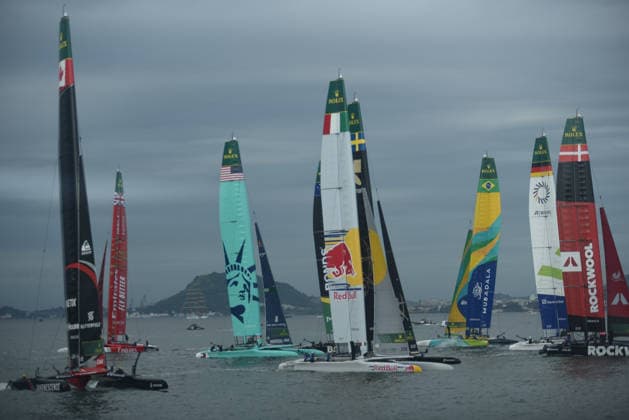 2026 ENEL Rio Sail Grand Prix RIO DE JANEIRO, BRAZIL - APRIL 11: Sweden, Australia, the United States, Spain, and Brazil, along with Germany, Italy, Denmark, and Australia, Canada, compete in the 2026 ENEL Rio Sail Grand Prix in Rio de Janeiro, Brazil on April 11, 2026. The Rio leg is the fourth of 13 stops on the 2026 SailGP, which is considered the Formula 1 of sailing and is holding its first event in South America. The series had two stops in Australia (Perth and Sydney) and one in New Zealand (Auckland) before arriving in Brazil. Fabio Teixeira Anadolu Rio de Janeiro Brazil. Editorial use only. Please get in touch for any other usage.  Copyright: x2026xAnadoluxFabioxTeixeirax
