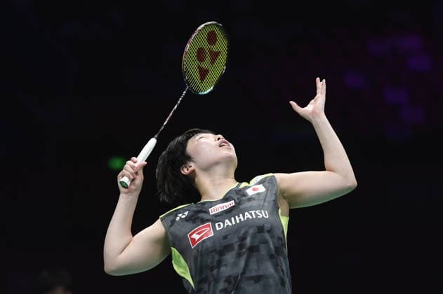 NINGBO, CHINA - APRIL 11: Akane Yamaguchi of Japan reacts in the Women s Singles Semifinal match against Wang Zhiyi of China on day 5 of Badminton Asia Championships 2026 at Ningbo Olympic Sports Center on April 11, 2026 in Ningbo, Zhejiang Province of China.  Copyright: xVCGx 111634150384