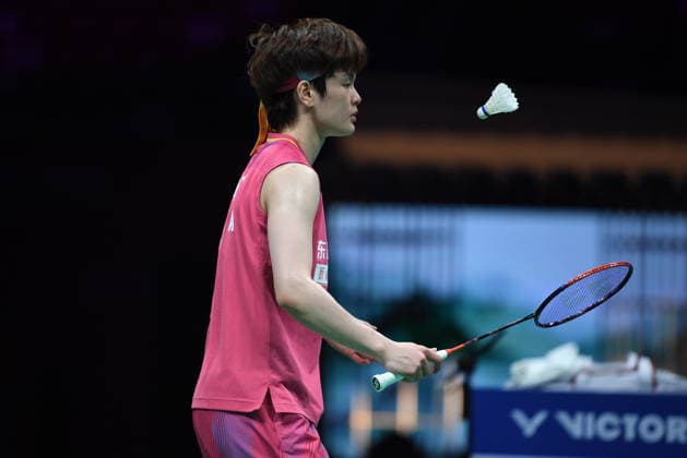 NINGBO, CHINA - APRIL 11: Wang Zhiyi of China competes in the Women s Singles Semifinal match against Akane Yamaguchi of Japan on day 5 of Badminton Asia Championships 2026 at Ningbo Olympic Sports Center on April 11, 2026 in Ningbo, Zhejiang Province of China.  Copyright: xVCGx 111634143391