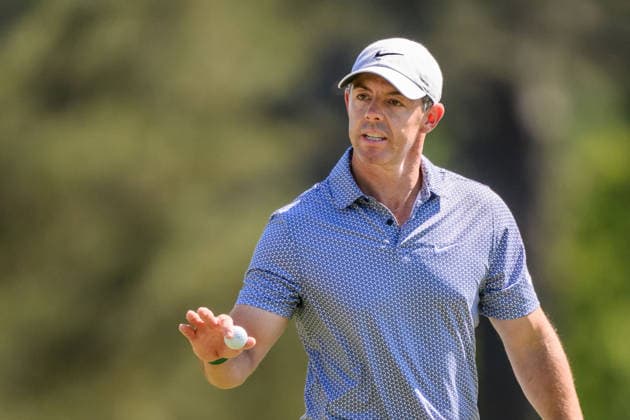260411 Rory McIlroy of Northern Ireland celebrates during the third round of the 2026 Masters Golf Tournament on April 11, 2026 in Augusta. Photo: Petter Arvidson BILDBYRAN kod PA PA1195 golf masters bbeng the masters augusta jubel Copyright: PETTERxARVIDSON BB260411ZJ060