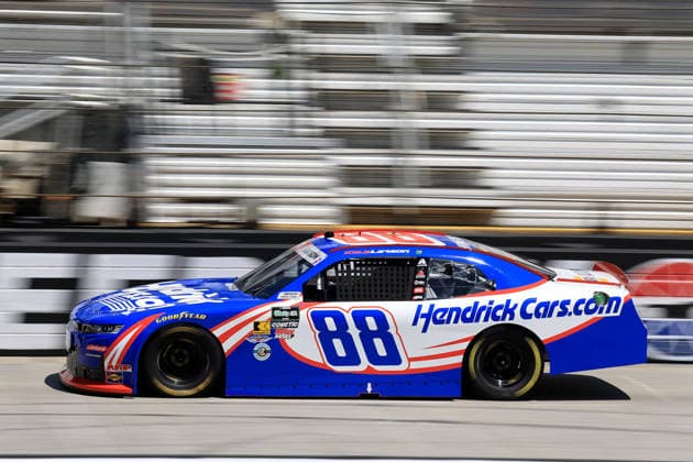 BRISTOL, TN - APRIL 11: Kyle Larson ( 88 JR Motorsports HendrickCars.com Chevrolet) drives down the front stretch during practice for the NASCAR, Motorsport, USA O Reilly Auto Parts Series Suburban Propane 300 on April 11, 2026 at Bristol Motor Speedway in Bristol, TN. (Photo by Jeff Robinson Icon Sportswire) AUTO: APR 11 NASCAR O’Reilly Auto Parts Series Suburban Propane 300 EDITORIAL USE ONLY Icon2604111732300