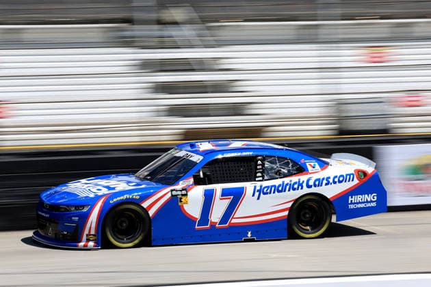 BRISTOL, TN - APRIL 11: Corey Day ( 17 Hendrick Motorsports HendrickCars.com Chevrolet) drives down the front stretch during practice for the NASCAR, Motorsport, USA O Reilly Auto Parts Series Suburban Propane 300 on April 11, 2026 at Bristol Motor Speedway in Bristol, TN. (Photo by Jeff Robinson Icon Sportswire) AUTO: APR 11 NASCAR O’Reilly Auto Parts Series Suburban Propane 300 EDITORIAL USE ONLY Icon2604111877300