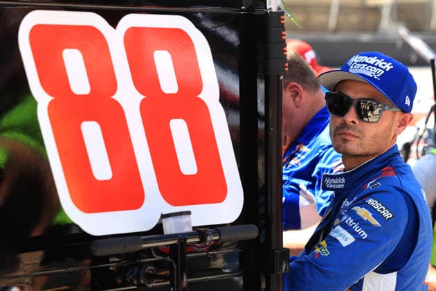 BRISTOL, TN - APRIL 11: Kyle Larson ( 88 JR Motorsports HendrickCars.com Chevrolet) looks on during qualifying for the NASCAR, Motorsport, USA O Reilly Auto Parts Series Suburban Propane 300 on April 11, 2026 at Bristol Motor Speedway in Bristol, TN. (Photo by Jeff Robinson Icon Sportswire) AUTO: APR 11 NASCAR O’Reilly Auto Parts Series Suburban Propane 300 EDITORIAL USE ONLY Icon2604111995300