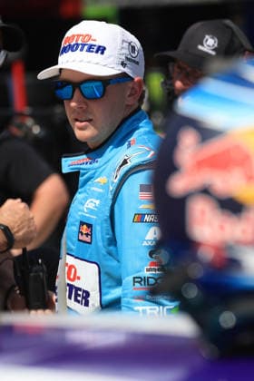 BRISTOL, TN - APRIL 11: Connor Zilisch ( 1 JR Motorsports Roto-Rooter Chevrolet) looks on during qualifying for the NASCAR, Motorsport, USA O Reilly Auto Parts Series Suburban Propane 300 on April 11, 2026 at Bristol Motor Speedway in Bristol, TN. (Photo by Jeff Robinson Icon Sportswire) AUTO: APR 11 NASCAR O’Reilly Auto Parts Series Suburban Propane 300 EDITORIAL USE ONLY Icon2604112035300