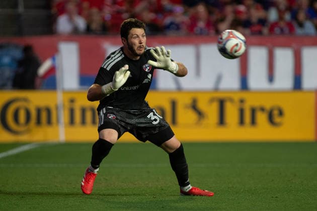April 11, 2026, Frisco, Texas, USA: FC Dallas goalkeeper MICHAEL COLLODI (30) blocks the ball during an MLS, Fussball Herren, USA regular season soccer match between FC Dallas and St. Louis City FC at Toyota Stadium in Frisco, Texas. FC Dallas and St. Louis City FC tied 1-1. Soccer 2026: FC Dallas 1-1 St. Louis City FC  - ZUMAh193 20260411_zsp_h193_021 Copyright: xDanielxMcGregor-Huyerx