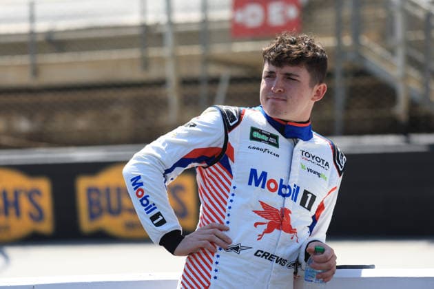 BRISTOL, TN - APRIL 11: Brent Crews ( 19 Joe Gibbs Racing Mobil 1 Toyota) looks on during practice for the NASCAR, Motorsport, USA O Reilly Auto Parts Series Suburban Propane 300 on April 11, 2026 at Bristol Motor Speedway in Bristol, TN. (Photo by Jeff Robinson Icon Sportswire) AUTO: APR 11 NASCAR O’Reilly Auto Parts Series Suburban Propane 300 EDITORIAL USE ONLY Icon260411689300