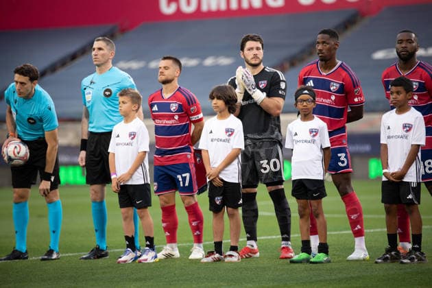 April 11, 2026, Frisco, Texas, USA: FC Dallas players are introduced before a MLS, Fussball Herren, USA regular season soccer match between FC Dallas and St. Louis City FC at Toyota Stadium in Frisco, Texas. FC Dallas and St. Louis City FC tied 1-1. Soccer 2026: FC Dallas 1-1 St. Louis City FC  - ZUMAh193 20260411_zsp_h193_038 Copyright: xDanielxMcGregor-Huyerx