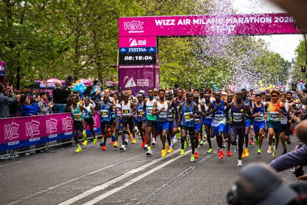 ATLETICA - Maratona - Wizz Air Milano Marathon Start of Milano Marathon in Corso Sempione, Milan - Milano Marathon 2026. Milano on 12 April 2026 Milano Italy  Copyright: xIPAxSport ABACAx