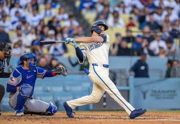 April 11, 2026, Los Angeles, California, USA: Los Angeles Dodger ALEX FREELAND bats against the Texas Rangers at Dodger Stadium. The Dodgers won the game 6-3. News - April 11, 2026  - ZUMAh234 20260411_zsp_h234_011 Copyright: xMarkxEdwardxHarrisx