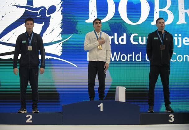 FIG APPARATUS WORLD CUP 2026 (CRO),Finals Day 1 (MAG, WAG), Hall Gradski vrt , Osijek, Croatia, 11.04.2026 MANUKYAN Hamlet (ARM) 1 place, IDRISSIV Zeinolla (KAZ)2 place and KURBANOV Nariman (KAZ) 3 place during FIG APPARATUS WORLD CUP 2026 (CRO),Final Day 1, Pommel Horse (MAG), Hall Gradski vrt , Osijek, Croatia, 11.04.2026 *** FIG APPARATUS WORLD CUP 2026 CRO ,Finals Day 1 MAG, WAG , Hall Gradski vrt , Osijek, Croatia, 11 04 2026 MANUKYAN Hamlet ARM 1 place, IDRISSIV Zeinolla KAZ 2 place and KURBANOV Nariman KAZ 3 place during FIG APPARATUS WORLD CUP 2026 CRO ,Final Day 1, Pommel Horse MAG , Hall Gradski vrt , Osijek, Croatia, 11 04 2026 Copyright: xBEAUTIFULxSPORTS Stanusicx