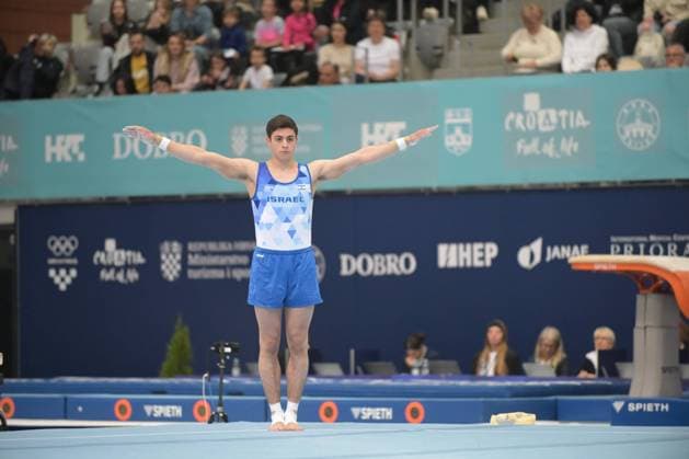 FIG APPARATUS WORLD CUP 2026 (CRO),Finals Day 1 (MAG, WAG), Hall Gradski vrt , Osijek, Croatia, 11.04.2026 BERKOVICH Noam (ISR) during FIG APPARATUS WORLD CUP 2026 (CRO),Final Day 1, FLOOR (MAG), Hall Gradski vrt , Osijek, Croatia, 11.04.2026 *** FIG APPARATUS WORLD CUP 2026 CRO ,Finals Day 1 MAG, WAG , Hall Gradski vrt , Osijek, Croatia, 11 04 2026 BERKOVICH Noam ISR during FIG APPARATUS WORLD CUP 2026 CRO ,Final Day 1, FLOOR MAG , Hall Gradski vrt , Osijek, Croatia, 11 04 2026 Copyright: xBEAUTIFULxSPORTS Stanusicx