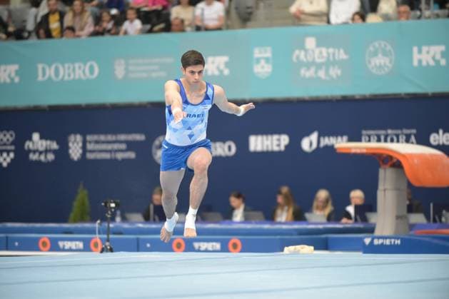 FIG APPARATUS WORLD CUP 2026 (CRO),Finals Day 1 (MAG, WAG), Hall Gradski vrt , Osijek, Croatia, 11.04.2026 BERKOVICH Noam (ISR) during FIG APPARATUS WORLD CUP 2026 (CRO),Final Day 1, FLOOR (MAG), Hall Gradski vrt , Osijek, Croatia, 11.04.2026 *** FIG APPARATUS WORLD CUP 2026 CRO ,Finals Day 1 MAG, WAG , Hall Gradski vrt , Osijek, Croatia, 11 04 2026 BERKOVICH Noam ISR during FIG APPARATUS WORLD CUP 2026 CRO ,Final Day 1, FLOOR MAG , Hall Gradski vrt , Osijek, Croatia, 11 04 2026 Copyright: xBEAUTIFULxSPORTS Stanusicx
