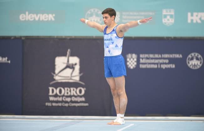 FIG APPARATUS WORLD CUP 2026 (CRO),Finals Day 1 (MAG, WAG), Hall Gradski vrt , Osijek, Croatia, 11.04.2026 BERKOVICH Noam (ISR) during FIG APPARATUS WORLD CUP 2026 (CRO),Final Day 1, FLOOR (MAG), Hall Gradski vrt , Osijek, Croatia, 11.04.2026 *** FIG APPARATUS WORLD CUP 2026 CRO ,Finals Day 1 MAG, WAG , Hall Gradski vrt , Osijek, Croatia, 11 04 2026 BERKOVICH Noam ISR during FIG APPARATUS WORLD CUP 2026 CRO ,Final Day 1, FLOOR MAG , Hall Gradski vrt , Osijek, Croatia, 11 04 2026 Copyright: xBEAUTIFULxSPORTS Stanusicx