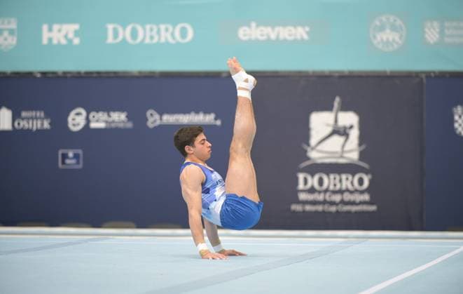 FIG APPARATUS WORLD CUP 2026 (CRO),Finals Day 1 (MAG, WAG), Hall Gradski vrt , Osijek, Croatia, 11.04.2026 BERKOVICH Noam (ISR) during FIG APPARATUS WORLD CUP 2026 (CRO),Final Day 1, FLOOR (MAG), Hall Gradski vrt , Osijek, Croatia, 11.04.2026 *** FIG APPARATUS WORLD CUP 2026 CRO ,Finals Day 1 MAG, WAG , Hall Gradski vrt , Osijek, Croatia, 11 04 2026 BERKOVICH Noam ISR during FIG APPARATUS WORLD CUP 2026 CRO ,Final Day 1, FLOOR MAG , Hall Gradski vrt , Osijek, Croatia, 11 04 2026 Copyright: xBEAUTIFULxSPORTS Stanusicx