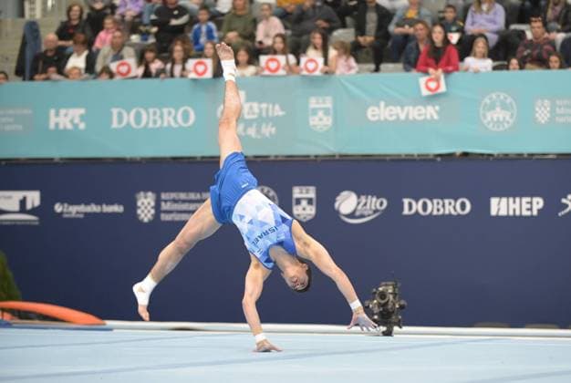 FIG APPARATUS WORLD CUP 2026 (CRO),Finals Day 1 (MAG, WAG), Hall Gradski vrt , Osijek, Croatia, 11.04.2026 BERKOVICH Noam (ISR) during FIG APPARATUS WORLD CUP 2026 (CRO),Final Day 1, FLOOR (MAG), Hall Gradski vrt , Osijek, Croatia, 11.04.2026 *** FIG APPARATUS WORLD CUP 2026 CRO ,Finals Day 1 MAG, WAG , Hall Gradski vrt , Osijek, Croatia, 11 04 2026 BERKOVICH Noam ISR during FIG APPARATUS WORLD CUP 2026 CRO ,Final Day 1, FLOOR MAG , Hall Gradski vrt , Osijek, Croatia, 11 04 2026 Copyright: xBEAUTIFULxSPORTS Stanusicx