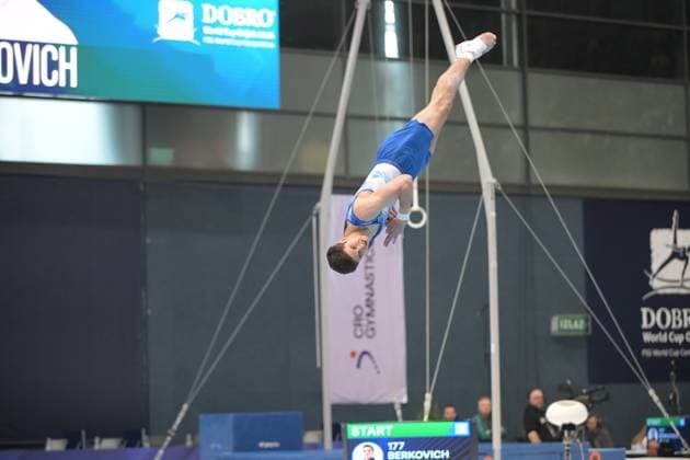 FIG APPARATUS WORLD CUP 2026 (CRO),Finals Day 1 (MAG, WAG), Hall Gradski vrt , Osijek, Croatia, 11.04.2026 BERKOVICH Noam (ISR) during FIG APPARATUS WORLD CUP 2026 (CRO),Final Day 1, FLOOR (MAG), Hall Gradski vrt , Osijek, Croatia, 11.04.2026 *** FIG APPARATUS WORLD CUP 2026 CRO ,Finals Day 1 MAG, WAG , Hall Gradski vrt , Osijek, Croatia, 11 04 2026 BERKOVICH Noam ISR during FIG APPARATUS WORLD CUP 2026 CRO ,Final Day 1, FLOOR MAG , Hall Gradski vrt , Osijek, Croatia, 11 04 2026 Copyright: xBEAUTIFULxSPORTS Stanusicx