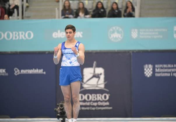 FIG APPARATUS WORLD CUP 2026 (CRO),Finals Day 1 (MAG, WAG), Hall Gradski vrt , Osijek, Croatia, 11.04.2026 BERKOVICH Noam (ISR) during FIG APPARATUS WORLD CUP 2026 (CRO),Final Day 1, FLOOR (MAG), Hall Gradski vrt , Osijek, Croatia, 11.04.2026 *** FIG APPARATUS WORLD CUP 2026 CRO ,Finals Day 1 MAG, WAG , Hall Gradski vrt , Osijek, Croatia, 11 04 2026 BERKOVICH Noam ISR during FIG APPARATUS WORLD CUP 2026 CRO ,Final Day 1, FLOOR MAG , Hall Gradski vrt , Osijek, Croatia, 11 04 2026 Copyright: xBEAUTIFULxSPORTS Stanusicx