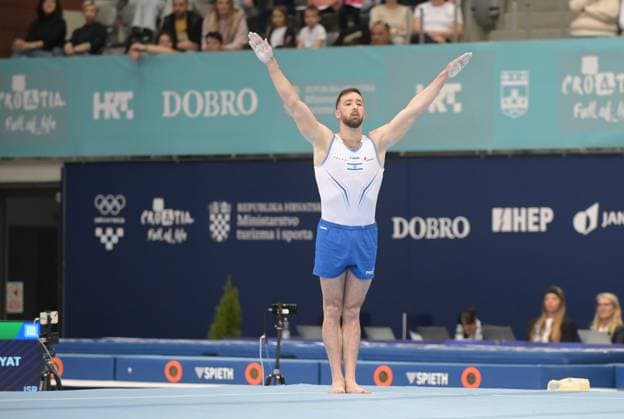 FIG APPARATUS WORLD CUP 2026 (CRO),Finals Day 1 (MAG, WAG), Hall Gradski vrt , Osijek, Croatia, 11.04.2026 DOLGOPYAT Artem (ISR) during FIG APPARATUS WORLD CUP 2026 (CRO),Final Day 1, FLOOR (MAG), Hall Gradski vrt , Osijek, Croatia, 11.04.2026 *** FIG APPARATUS WORLD CUP 2026 CRO ,Finals Day 1 MAG, WAG , Hall Gradski vrt , Osijek, Croatia, 11 04 2026 DOLGOPYAT Artem ISR during FIG APPARATUS WORLD CUP 2026 CRO ,Final Day 1, FLOOR MAG , Hall Gradski vrt , Osijek, Croatia, 11 04 2026 Copyright: xBEAUTIFULxSPORTS Stanusicx