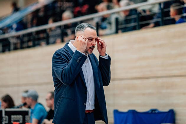 BB-1BL Damen Syntainics MBC Lions - BC Pharmaserv Marburg Timur Topal (GISA Lions MBC) waehrend der Saison 2025-2026 im Halbfinale Playoff im Spiel 1 von 5 in der DBBL Toyota Bundesliga Syntainics MBC Lions und BC Pharmaserv Marburg in der SWH Arena am 11. April 2026 in Halle Saale, Sachsen Anhalt, Deutschland