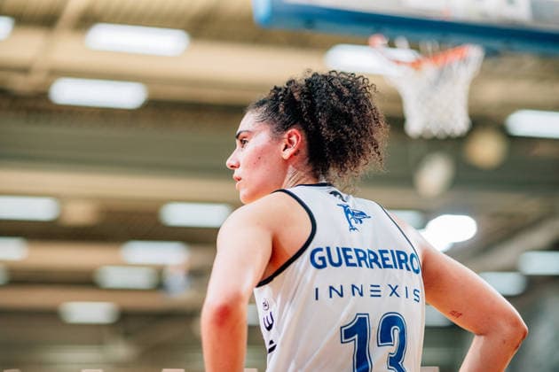 BB-1BL Damen Syntainics MBC Lions - BC Pharmaserv Marburg Sara Guerreiro (BC Pharmaserv Marburg) waehrend der Saison 2025-2026 im Halbfinale Playoff im Spiel 1 von 5 in der DBBL Toyota Bundesliga Syntainics MBC Lions und BC Pharmaserv Marburg in der SWH Arena am 11. April 2026 in Halle Saale, Sachsen Anhalt, Deutschland