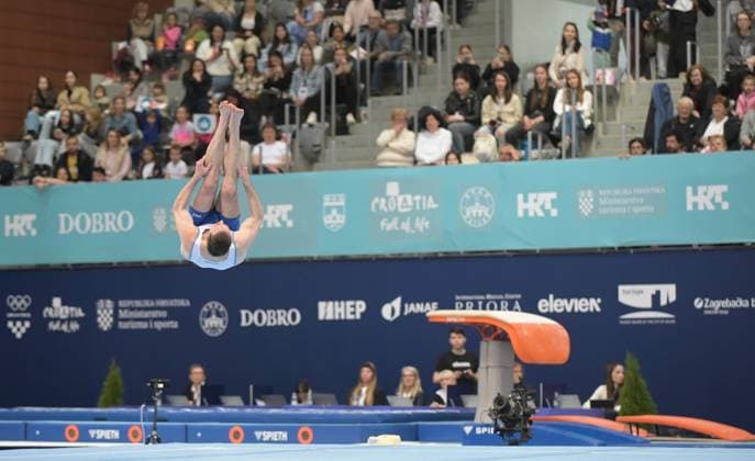 FIG APPARATUS WORLD CUP 2026 (CRO),Finals Day 1 (MAG, WAG), Hall Gradski vrt , Osijek, Croatia, 11.04.2026 DOLGOPYAT Artem (ISR) during FIG APPARATUS WORLD CUP 2026 (CRO),Final Day 1, FLOOR (MAG), Hall Gradski vrt , Osijek, Croatia, 11.04.2026 *** FIG APPARATUS WORLD CUP 2026 CRO ,Finals Day 1 MAG, WAG , Hall Gradski vrt , Osijek, Croatia, 11 04 2026 DOLGOPYAT Artem ISR during FIG APPARATUS WORLD CUP 2026 CRO ,Final Day 1, FLOOR MAG , Hall Gradski vrt , Osijek, Croatia, 11 04 2026 Copyright: xBEAUTIFULxSPORTS Stanusicx