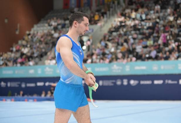FIG APPARATUS WORLD CUP 2026 (CRO),Finals Day 1 (MAG, WAG), Hall Gradski vrt , Osijek, Croatia, 11.04.2026 AHARAMKOU Yahor (AIN) during FIG APPARATUS WORLD CUP 2026 (CRO),Final Day 1, FLOOR (MAG), Hall Gradski vrt , Osijek, Croatia, 11.04.2026 *** FIG APPARATUS WORLD CUP 2026 CRO ,Finals Day 1 MAG, WAG , Hall Gradski vrt , Osijek, Croatia, 11 04 2026 AHARAMKOU Yahor AIN during FIG APPARATUS WORLD CUP 2026 CRO ,Final Day 1, FLOOR MAG , Hall Gradski vrt , Osijek, Croatia, 11 04 2026 Copyright: xBEAUTIFULxSPORTS Stanusicx