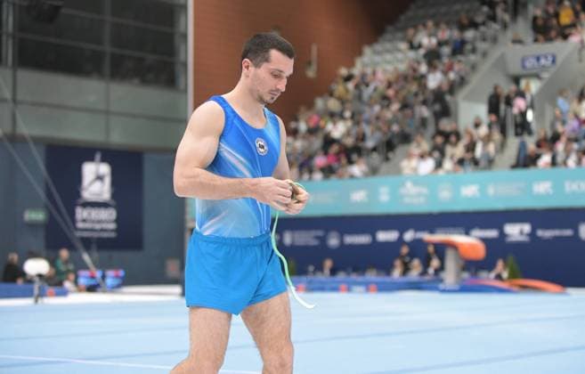 FIG APPARATUS WORLD CUP 2026 (CRO),Finals Day 1 (MAG, WAG), Hall Gradski vrt , Osijek, Croatia, 11.04.2026 AHARAMKOU Yahor (AIN) during FIG APPARATUS WORLD CUP 2026 (CRO),Final Day 1, FLOOR (MAG), Hall Gradski vrt , Osijek, Croatia, 11.04.2026 *** FIG APPARATUS WORLD CUP 2026 CRO ,Finals Day 1 MAG, WAG , Hall Gradski vrt , Osijek, Croatia, 11 04 2026 AHARAMKOU Yahor AIN during FIG APPARATUS WORLD CUP 2026 CRO ,Final Day 1, FLOOR MAG , Hall Gradski vrt , Osijek, Croatia, 11 04 2026 Copyright: xBEAUTIFULxSPORTS Stanusicx