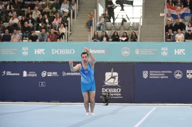 FIG APPARATUS WORLD CUP 2026 (CRO),Finals Day 1 (MAG, WAG), Hall Gradski vrt , Osijek, Croatia, 11.04.2026 AHARAMKOU Yahor (AIN) during FIG APPARATUS WORLD CUP 2026 (CRO),Final Day 1, FLOOR (MAG), Hall Gradski vrt , Osijek, Croatia, 11.04.2026 *** FIG APPARATUS WORLD CUP 2026 CRO ,Finals Day 1 MAG, WAG , Hall Gradski vrt , Osijek, Croatia, 11 04 2026 AHARAMKOU Yahor AIN during FIG APPARATUS WORLD CUP 2026 CRO ,Final Day 1, FLOOR MAG , Hall Gradski vrt , Osijek, Croatia, 11 04 2026 Copyright: xBEAUTIFULxSPORTS Stanusicx