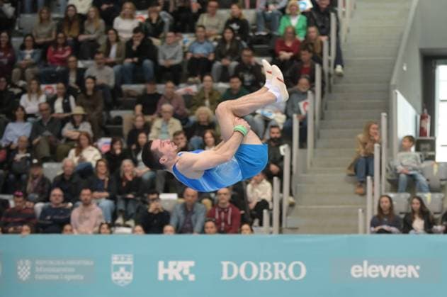 FIG APPARATUS WORLD CUP 2026 (CRO),Finals Day 1 (MAG, WAG), Hall Gradski vrt , Osijek, Croatia, 11.04.2026 AHARAMKOU Yahor (AIN) during FIG APPARATUS WORLD CUP 2026 (CRO),Final Day 1, FLOOR (MAG), Hall Gradski vrt , Osijek, Croatia, 11.04.2026 *** FIG APPARATUS WORLD CUP 2026 CRO ,Finals Day 1 MAG, WAG , Hall Gradski vrt , Osijek, Croatia, 11 04 2026 AHARAMKOU Yahor AIN during FIG APPARATUS WORLD CUP 2026 CRO ,Final Day 1, FLOOR MAG , Hall Gradski vrt , Osijek, Croatia, 11 04 2026 Copyright: xBEAUTIFULxSPORTS Stanusicx