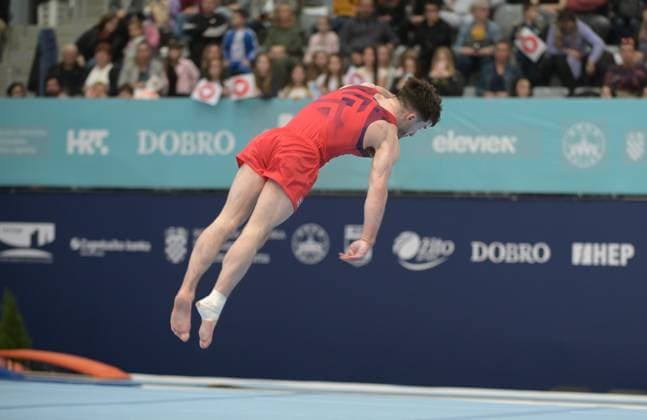 FIG APPARATUS WORLD CUP 2026 (CRO),Finals Day 1 (MAG, WAG), Hall Gradski vrt , Osijek, Croatia, 11.04.2026 HEPWORTH Harry (GBR) during FIG APPARATUS WORLD CUP 2026 (CRO),Final Day 1, FLOOR (MAG), Hall Gradski vrt , Osijek, Croatia, 11.04.2026 *** FIG APPARATUS WORLD CUP 2026 CRO ,Finals Day 1 MAG, WAG , Hall Gradski vrt , Osijek, Croatia, 11 04 2026 HEPWORTH Harry GBR during FIG APPARATUS WORLD CUP 2026 CRO ,Final Day 1, FLOOR MAG , Hall Gradski vrt , Osijek, Croatia, 11 04 2026 Copyright: xBEAUTIFULxSPORTS Stanusicx