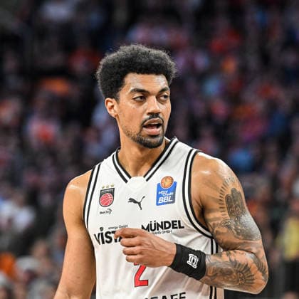 GER, BBL, ratiopharm Ulm vs BMA 365 Bamberg Baskets 11.04.2026, ratiopharm arena, Neu-Ulm, GER, BBL, ratiopharm Ulm vs BMA 365 Bamberg Baskets, im Bild Ibrahim Watson (Bamberg, 2)