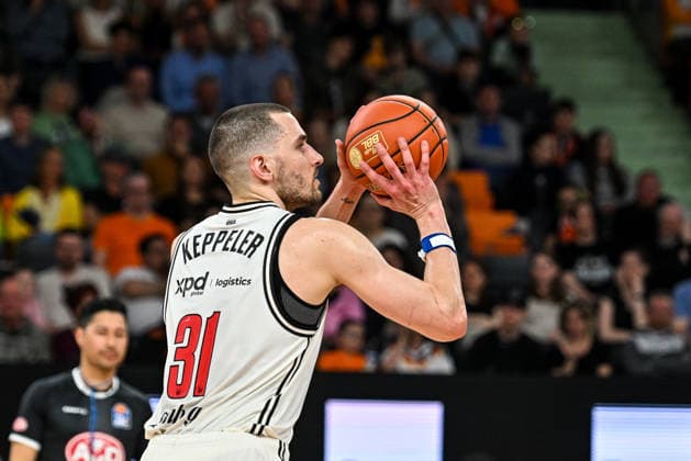 GER, BBL, ratiopharm Ulm vs BMA 365 Bamberg Baskets 11.04.2026, ratiopharm arena, Neu-Ulm, GER, BBL, ratiopharm Ulm vs BMA 365 Bamberg Baskets, im Bild Daniel Keppeler (Bamberg, 31)
