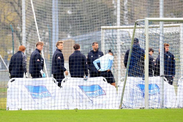 DEU, DFL, 2. FBL Hertha BSC, Training, 12.04.2026, Sportforum, Berlin, DEU, DFL, 2. FBL Hertha BSC, Training, im Bild Hertha-Spielerkreis DFL - regulations prohibit any use of Photographs as image sequences and or quasi-video