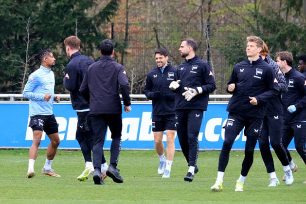 DEU, DFL, 2. FBL Hertha BSC, Training, 12.04.2026, Sportforum, Berlin, DEU, DFL, 2. FBL Hertha BSC, Training, im Bild Hertha-Spielerkreis DFL - regulations prohibit any use of Photographs as image sequences and or quasi-video