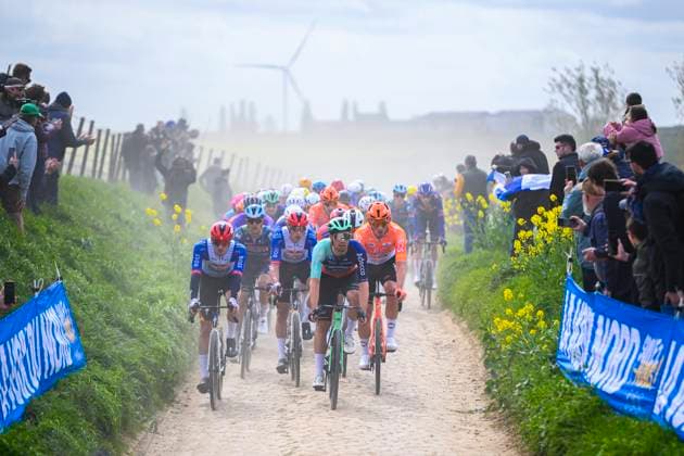 Paris - Roubaix Hauts-de-France 2026 Cycling Race ROUBAIX, FRANCE - APRIL 12 : Illustration picture cobblestones during the 123rd edition of Paris - Roubaix Hauts-de-France an UCI World Tour 1.UWT one day cycling road race for Men Elite of 258 km with start in Compiegne and finish in Roubaix on April 12, 2026 in Roubaix, France, 12 04 2026 ( Motordriver Kenny Verfaillie - Roubaix France  Copyright: xVincentxKalutx