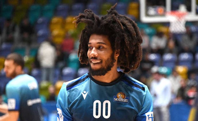 12.04.2026, xokbx, Basketball easyCredit BBL Bundesliga, Frankfurt Skyliners - MLP Academics Heidelberg v.l. Tyger Campbell (Fraport Skyliners Frankfurt), Mimik, Gestik (DFL DFB REGULATIONS PROHIBIT ANY USE OF PHOTOGRAPHS as IMAGE SEQUENCES and or QUASI-VIDEO) Frankfurt am Main