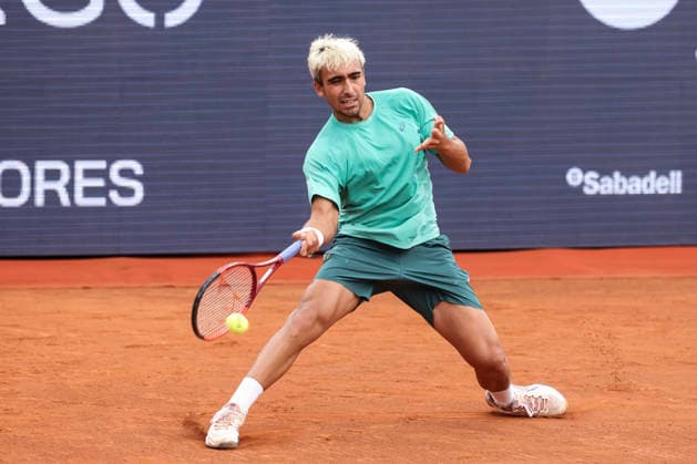 April 12, 2026, Barcelona, Barcelona, Spain: Daniel Medina of Spain in action agaisnt Ethan Quinn of United States in Qualifying match during the second day of the Barcelona Open Banc Sabadell 2026 at Real Club de Tenis Barcelona on April 12, 2026 in Barcelona, Spain. Barcelona Spain - ZUMAa181 20260412_zaa_a181_147 Copyright: xJavierxBorregox